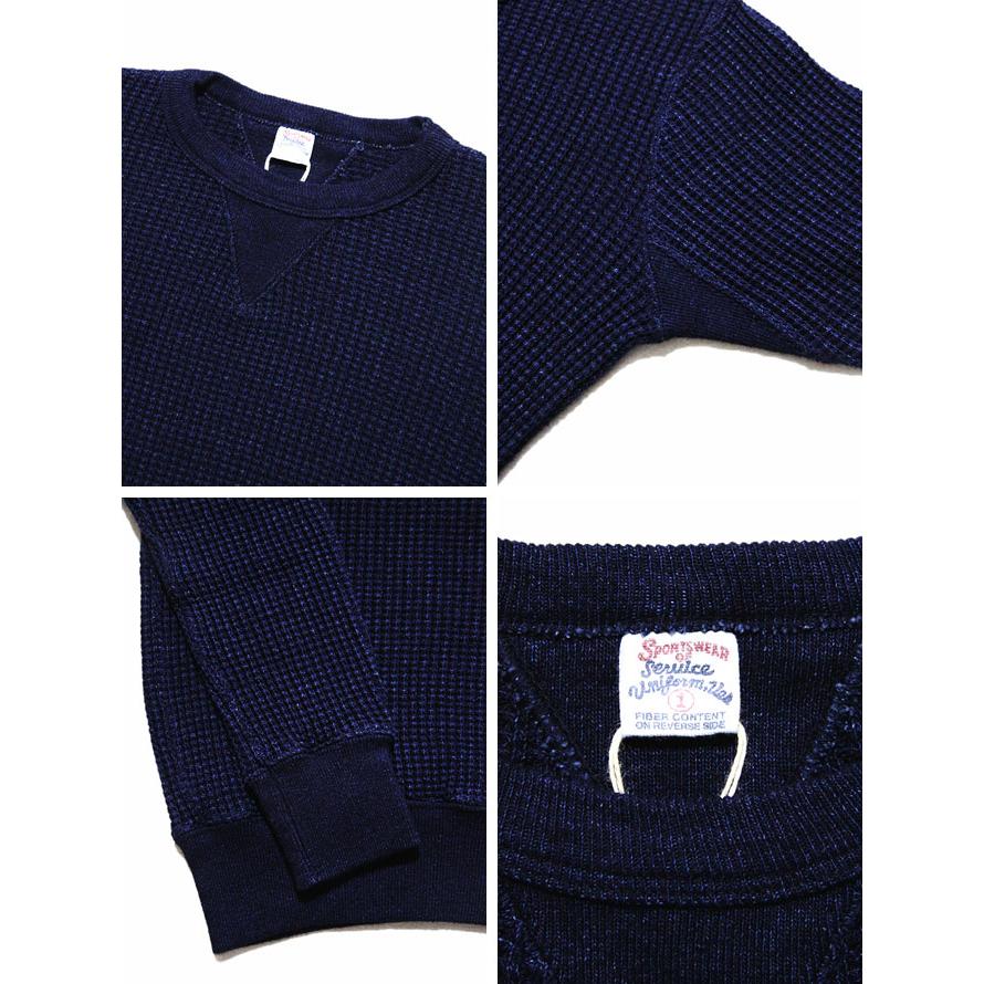 UES（ウエス） 　701851　インディゴワッフルスウェット　 Indigo Heavy Thermal 　 サーマル   トレーナー   アメカジ   メンズ   再入荷 | UES | 02