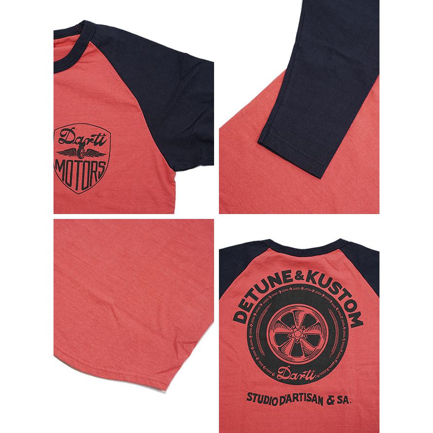 ステュディオダルチザン　STUDIO D'ARTISAN　8196B　ラグラン7分袖Tシャツ　[ DARTI MOTORS ]　ベースボールTシャツ　カットソー　アメカジ　メンズ | STUDIO D'ARTISAN | 04