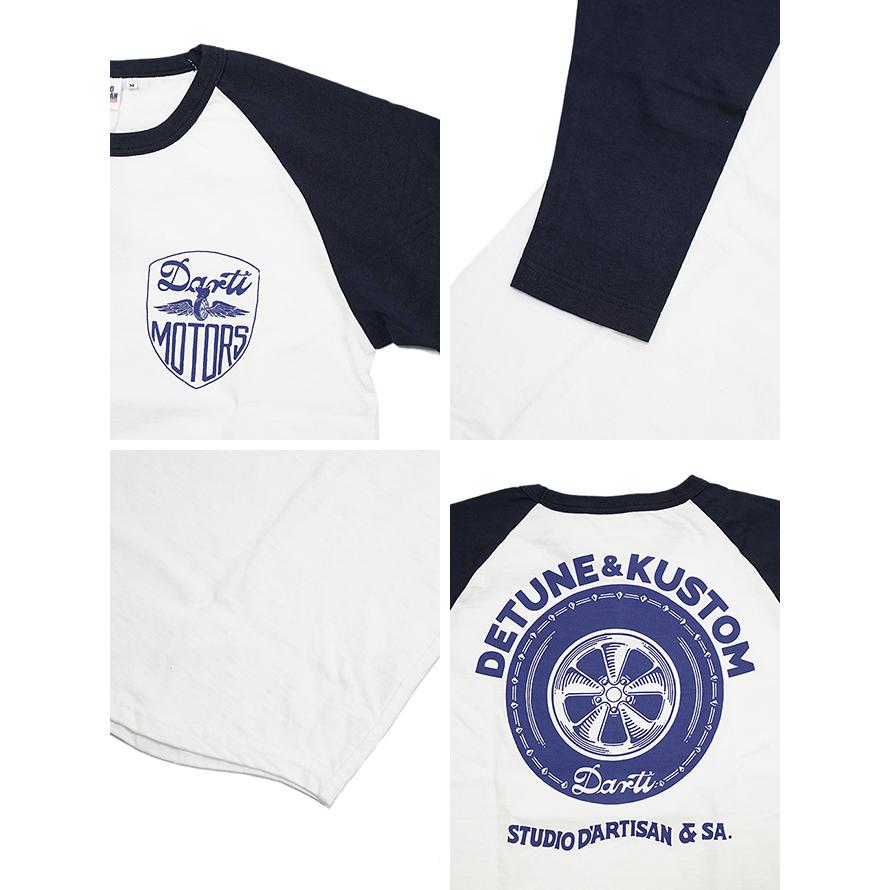 ステュディオダルチザン　STUDIO D'ARTISAN　8196B　ラグラン7分袖Tシャツ　[ DARTI MOTORS ]　ベースボールTシャツ　カットソー　アメカジ　メンズ | STUDIO D'ARTISAN | 06