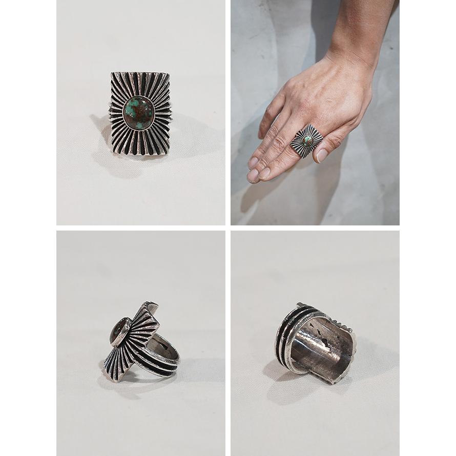 アーロンアンダーソン　Aaron Anderson　AAR-2　ターコイズサンバーストリング [ Turquois Sunburst Ring ] [ Royston Turquois ] Indian Jewelry　NAVAJO |  | 01
