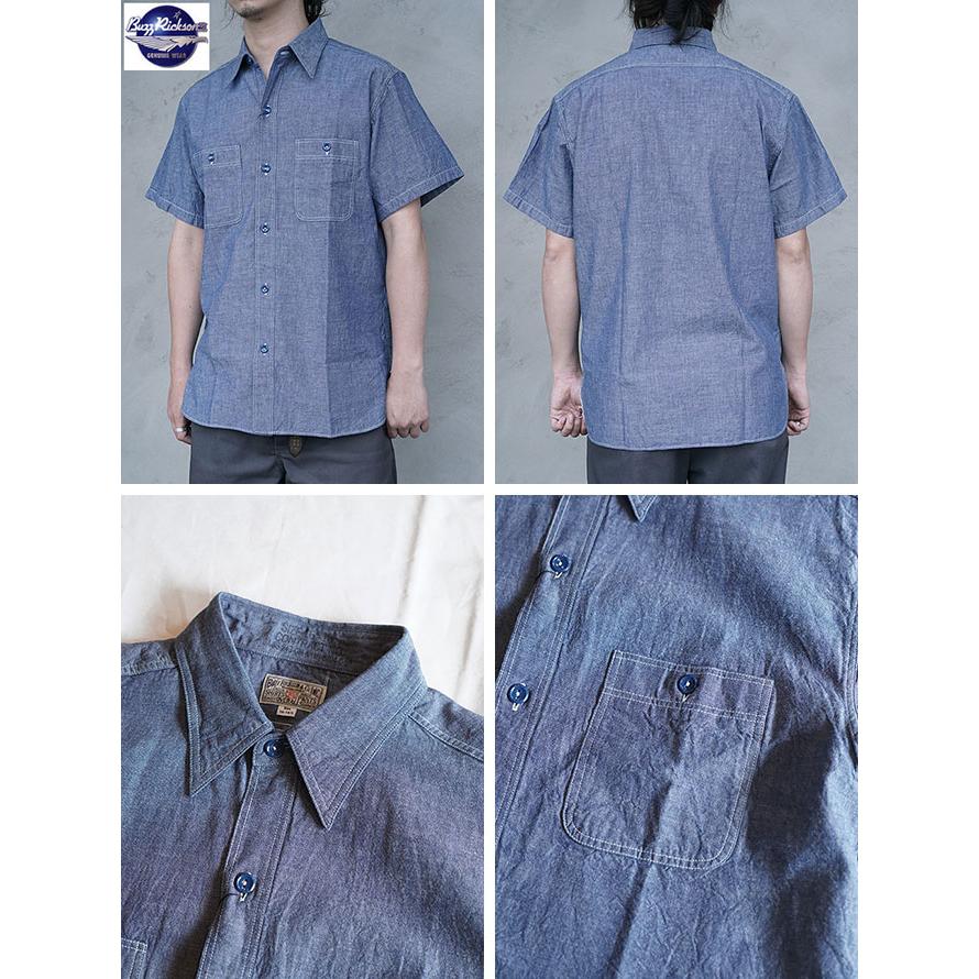 バズリクソンズ　BUZZ RICKSON'S　BR35856　S/S BLUE CHAMBRAY WORK SHIRT　シャンブレーシャツ　アメカジ　フライトジャケット　ミリタリージャケット | BUZZ RICKSON'S | 01