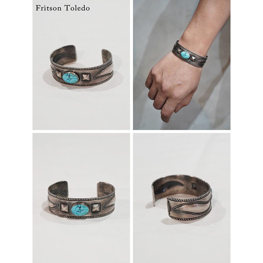 フリットソントレド　Fritson Toledo　FTB-1　ターコイズバングル [ Turquoise Bangle ] [ Kingman Turquois ]　Indian Jewelry　NAVAJO |  | 01