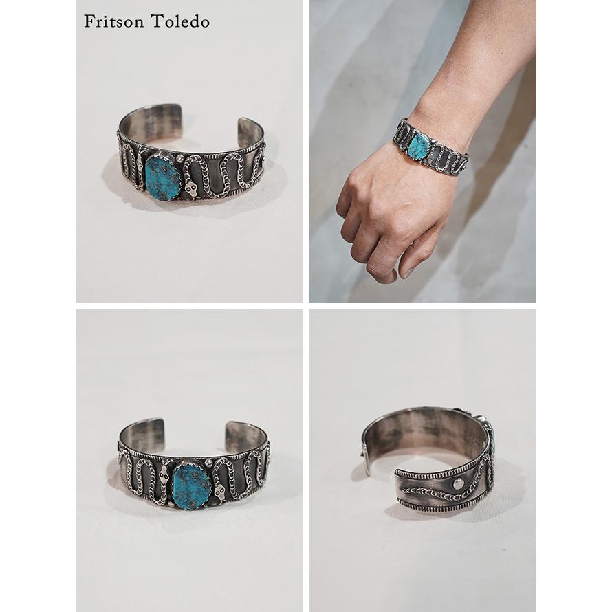 フリットソントレド　Fritson Toledo　FTB-2　ターコイズスネークバングル [ Turquoise Snake Bangle ] [ Kingman Turquois ]　Indian Jewelry　NAVAJO |  | 01