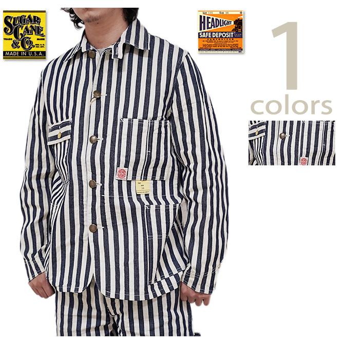 HEAD LIGHT x SUGAR CANE (ヘッドライト x シュガーケーン)  SC15305  7oz.  デッドストックヒッコリーストライプカバーオール  NOS 7oz. 1/2" INDIGO S… | SUGAR CANE