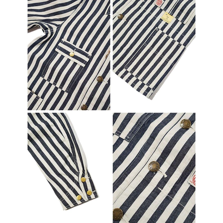 HEAD LIGHT x SUGAR CANE (ヘッドライト x シュガーケーン)  SC15305  7oz.  デッドストックヒッコリーストライプカバーオール  NOS 7oz. 1/2" INDIGO S… | SUGAR CANE | 02