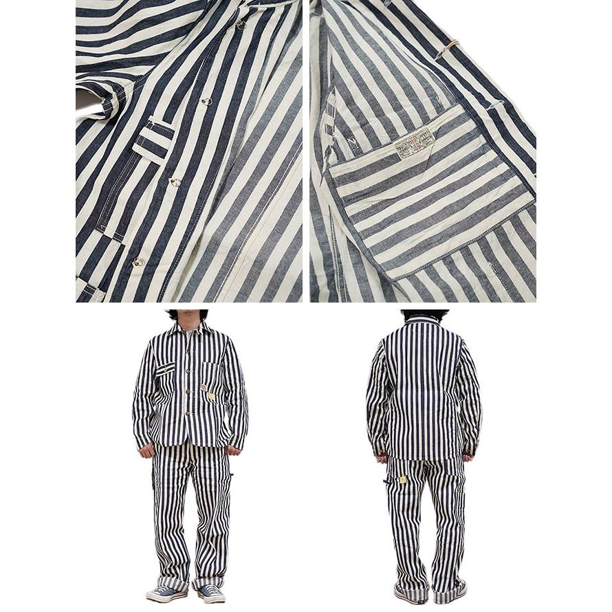 HEAD LIGHT x SUGAR CANE (ヘッドライト x シュガーケーン)  SC15305  7oz.  デッドストックヒッコリーストライプカバーオール  NOS 7oz. 1/2" INDIGO S… | SUGAR CANE | 03