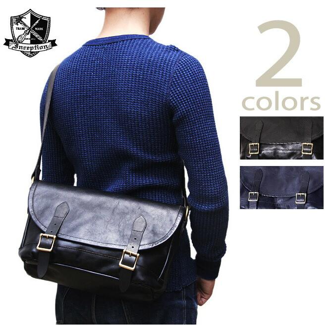 Inception by OPUS（インセプション・オーパス） 　IPHSB-01 ホースハイドメッセンジャーバッグ　 馬革 茶芯 　 レザーバッグ   アメカジ   メンズ | 