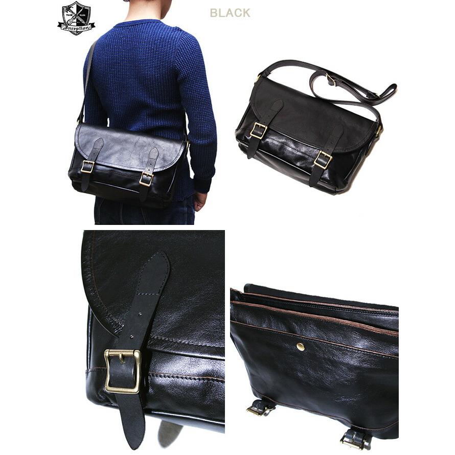 Inception by OPUS（インセプション・オーパス） 　IPHSB-01 ホースハイドメッセンジャーバッグ　 馬革 茶芯 　 レザーバッグ   アメカジ   メンズ |  | 01