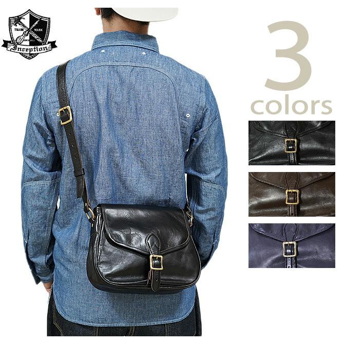 Inception by OPUS（インセプション・オーパス） 　IPHSB-01ホースハイドメールバッグ S　 馬革 茶芯   レザーバッグ   アメカジ   メンズ | 