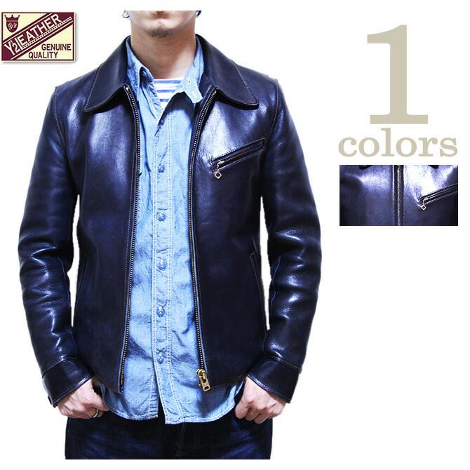 Y'2 LEATHER（ワイツーレザー）  IR-42　インディゴホースシングルライダースジャケット  馬革   インディゴ染め   アメカジ   メンズ   レザージャケッ… | 