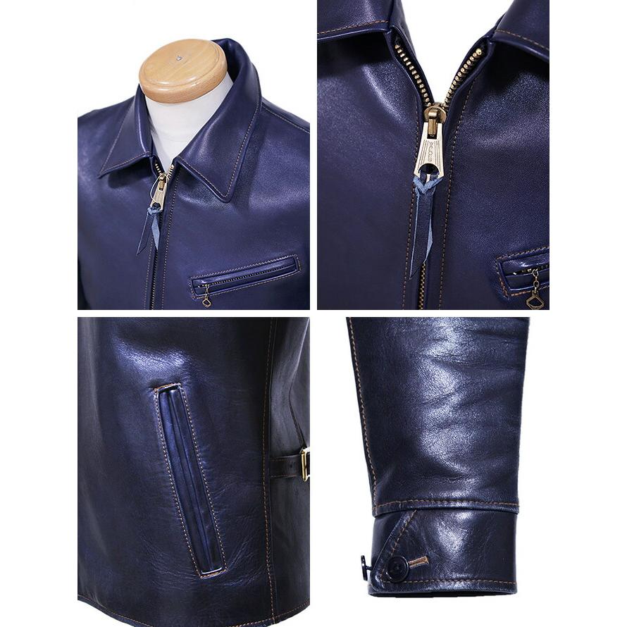 Y'2 LEATHER（ワイツーレザー）  IR-42　インディゴホースシングルライダースジャケット  馬革   インディゴ染め   アメカジ   メンズ   レザージャケッ… |  | 02