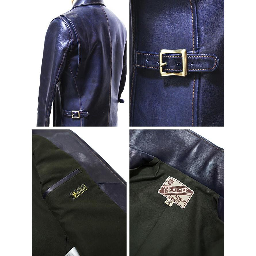 Y'2 LEATHER（ワイツーレザー）  IR-42　インディゴホースシングルライダースジャケット  馬革   インディゴ染め   アメカジ   メンズ   レザージャケッ… |  | 03