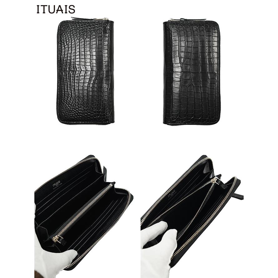 イトゥアイス　ITUAIS　IT-01　ポロサスクロコラウンドジップウォレット  CROCODILE POROSUS Round Zip Long Wallet   Black   鰐革   Box Calf Alpine   アメ… |  | 01