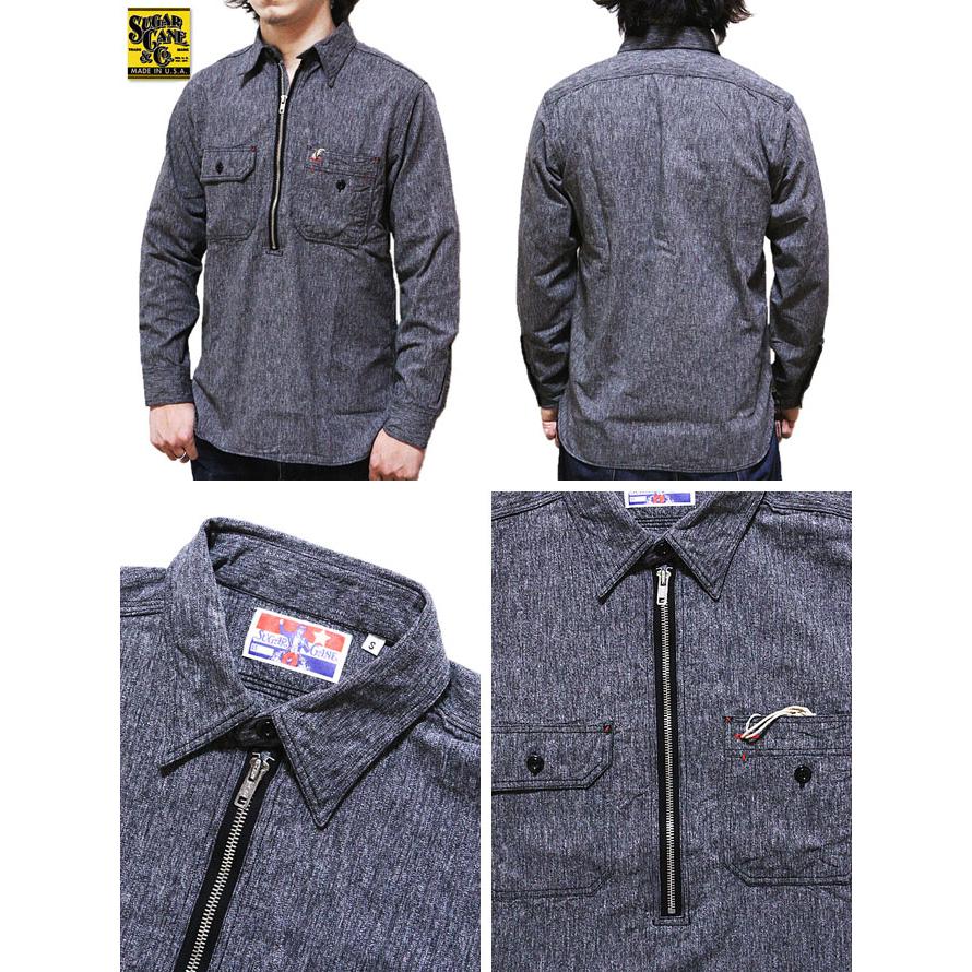 SUGAR CANE（シュガーケン） 　SC27848　ハーフジッププルオーバーワークシャツ　 7oz.  COVERT PULLOVER WORK SHIRT　 FICTION ROMANCE   アメカジ   メンズ | SUGAR CANE | 01