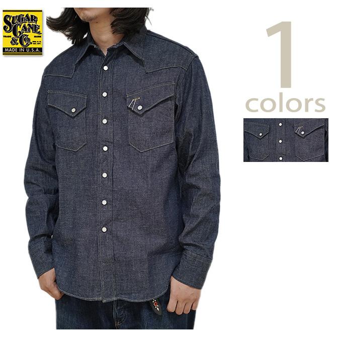 シュガーケン　SUGAR CANE　SC28190　BLUE DENIM L/S WESTERN SHIRTS　[ INDIGO DENIM ]　ウエスタンシャツ　アメカジ　メンズ | SUGAR CANE