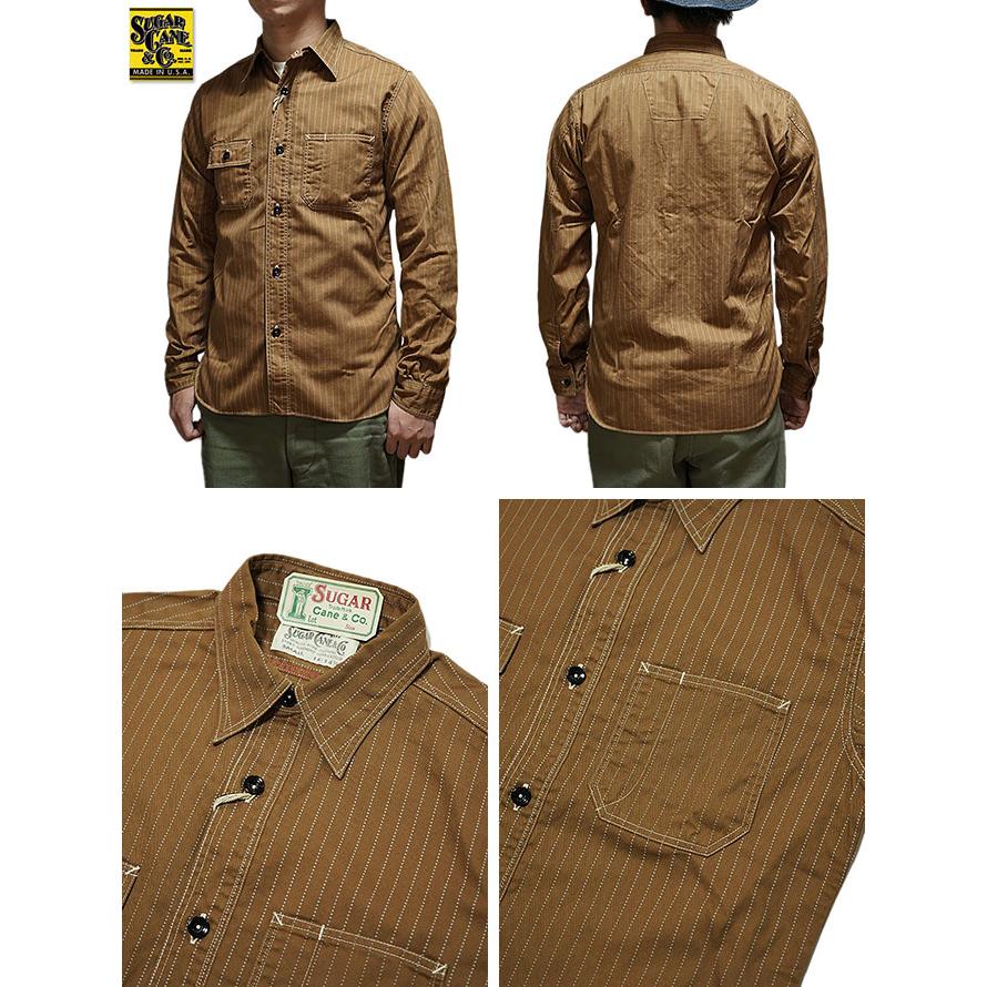 SUGAR CANE（シュガーケン）  SC28516  8.5oz.  BROWN WABASH STRIPE WORK SHIRTS  FICTION ROMANCE    アメカジ   メンズ | SUGAR CANE | 01
