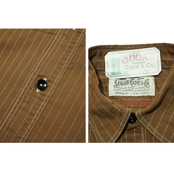 SUGAR CANE（シュガーケン）  SC28516  8.5oz.  BROWN WABASH STRIPE WORK SHIRTS  FICTION ROMANCE    アメカジ   メンズ | SUGAR CANE | 03