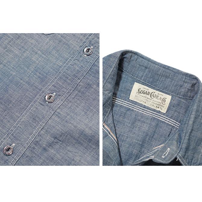 SUGAR CANE（シュガーケン）  SC28994  4.3oz.  SLUB CHAMBRAY WORK SHIRT  FICTION ROMANCE   BLUE   アメカジ   メンズ | SUGAR CANE | 03