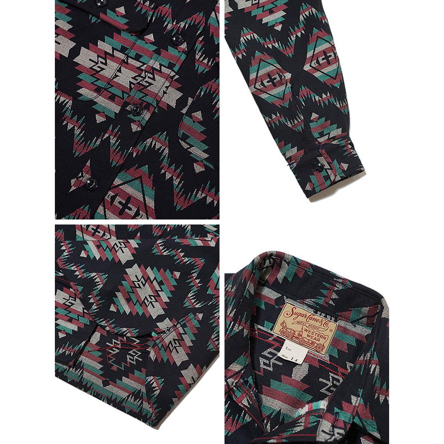 SUGAR CANE（シュガーケン） 　SC28995 ネイティブジャガードワークシャツ  NATIVE JACQUARD WORK SHIRT   BLACK   アメカジ   メンズ | SUGAR CANE | 02