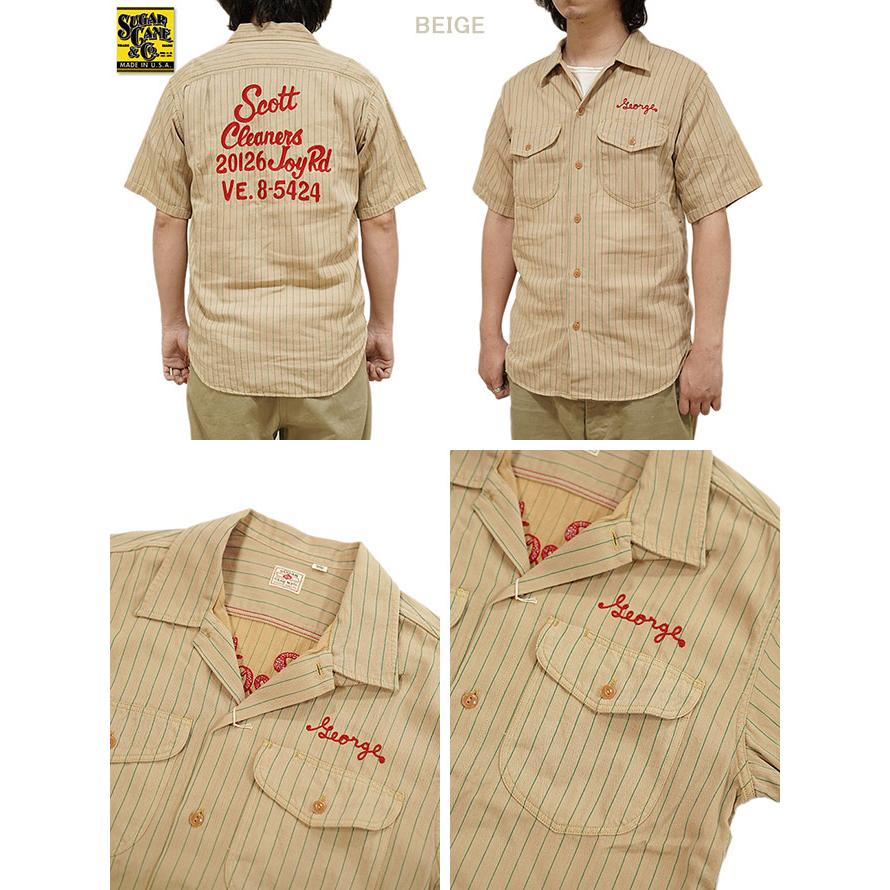 SUGAR CANE（シュガーケン） 　SC39118 半袖コークストライプワークシャツ  COKE STRIPE WORK SHIRTS   ワークシャツ   アメカジ   メンズ | SUGAR CANE | 01