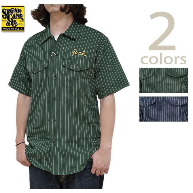 シュガーケン　SUGAR CANE　SC39528　SC39528　半袖コークストライプワークシャツ [ COKE STRIPE WORK SHIRTS ]　半袖シャツ　アメカジ　メンズ | SUGAR CANE