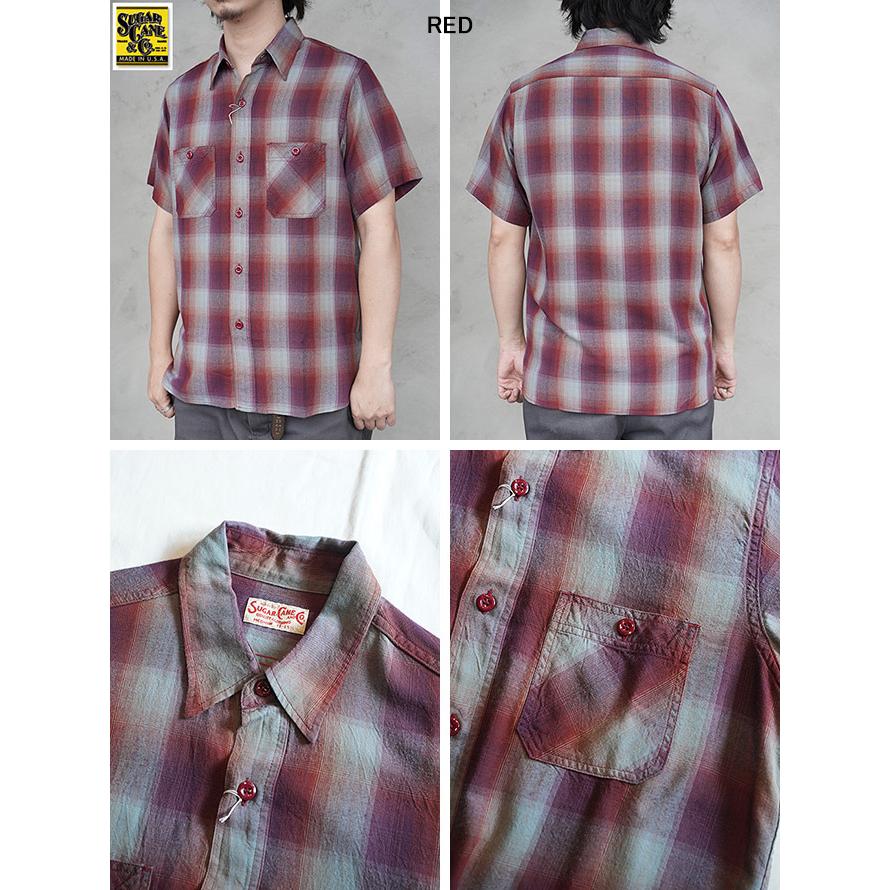 シュガーケン　SUGAR CANE　SC39726　レーヨンオンブレーチェックワークシャツ [ RAYON OMBRE CHECK WORK SHIRTS ] アメカジ　メンズ | SUGAR CANE | 03