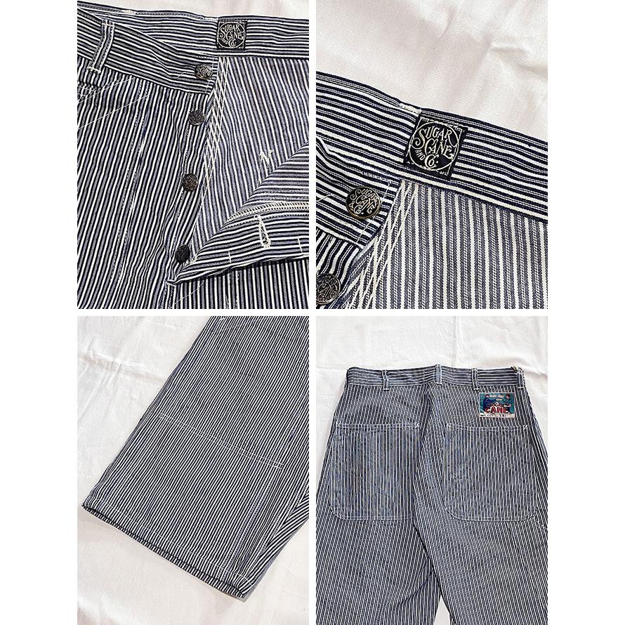 シュガーケン　SUGAR CANE　SC52640　【 6oz. 】　INDIGO STRIPE DOUBLE KNEE SHORTS　[ FICTION ROMANCE ]　ショーツ　アメカジ | SUGAR CANE | 02