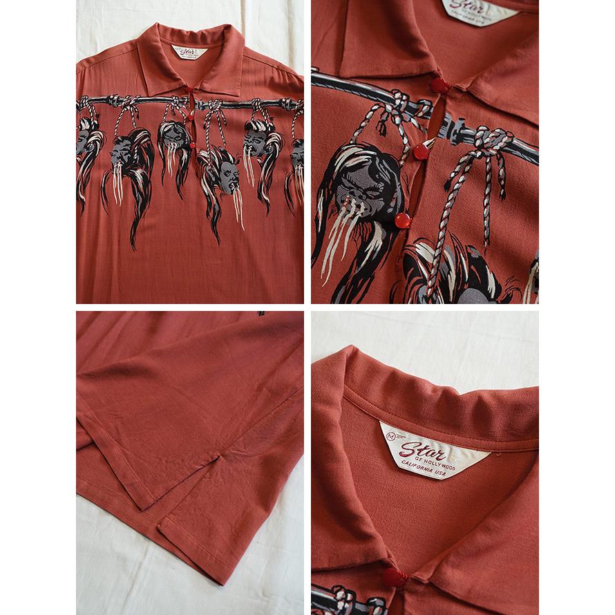 スターオブハリウッド　STAR OF HOLLYWOOD　SH39704　HOPSACK RAYON PULLOVER SHIRT [ SHRUNKEN HEAD ]　オープンシャツ　アメカジ | STAR OF HOLLYWOOD | 02