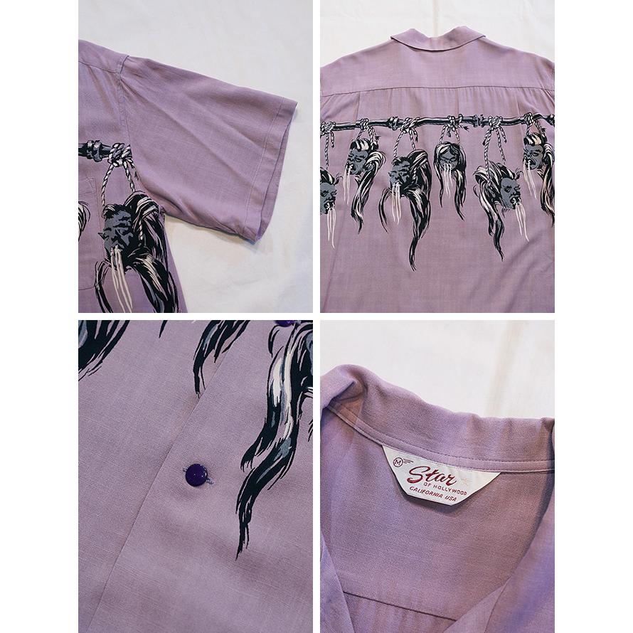 スターオブハリウッド　STAR OF HOLLYWOOD　SH39705　HOPSACK RAYON OPEN SHIRT [ SHRUNKEN HEAD ]　オープンシャツ　アメカジ | STAR OF HOLLYWOOD | 02