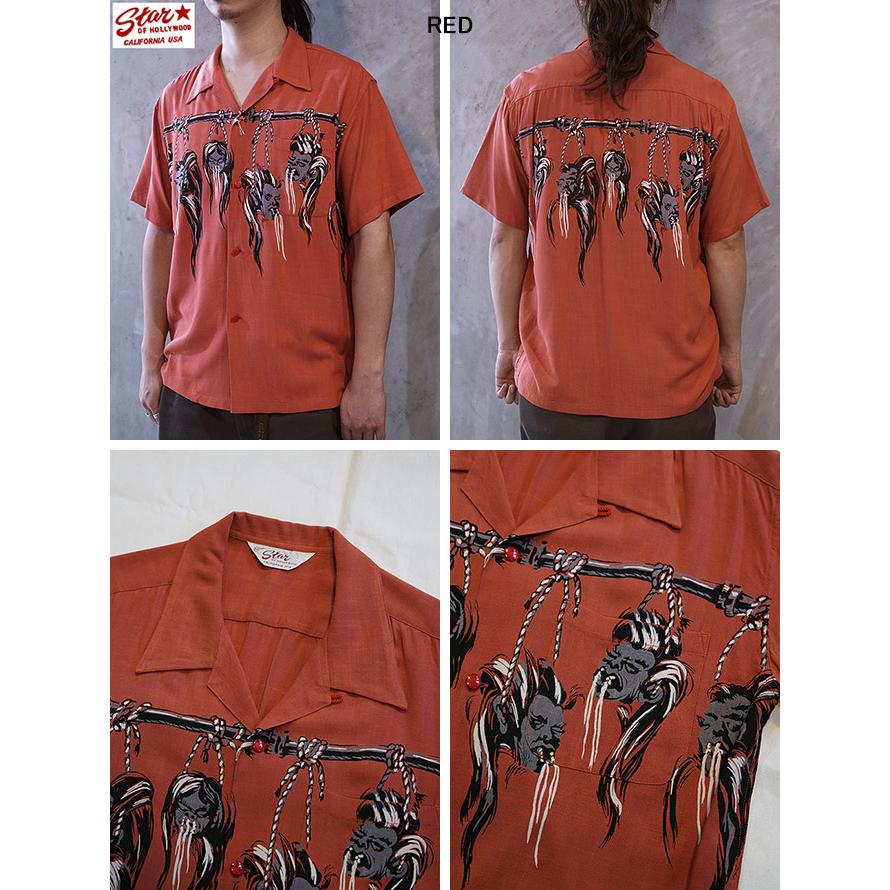スターオブハリウッド　STAR OF HOLLYWOOD　SH39705　HOPSACK RAYON OPEN SHIRT [ SHRUNKEN HEAD ]　オープンシャツ　アメカジ | STAR OF HOLLYWOOD | 03