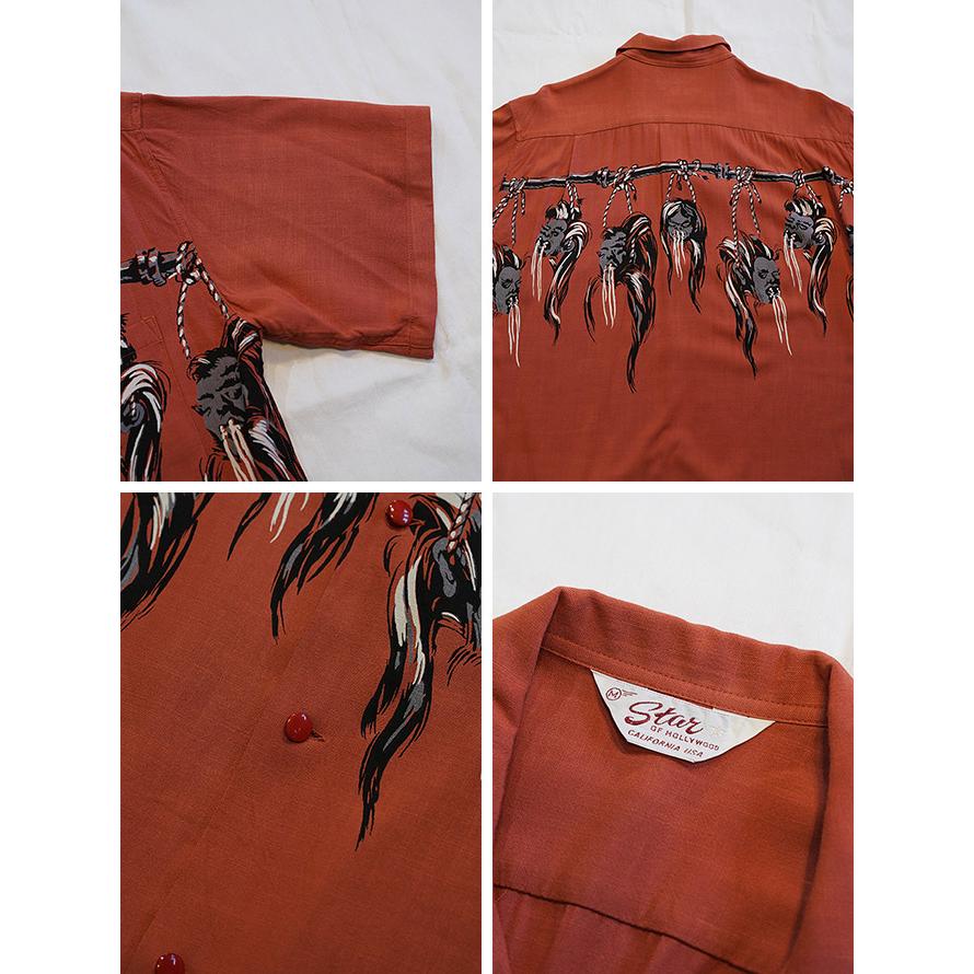 スターオブハリウッド　STAR OF HOLLYWOOD　SH39705　HOPSACK RAYON OPEN SHIRT [ SHRUNKEN HEAD ]　オープンシャツ　アメカジ | STAR OF HOLLYWOOD | 04