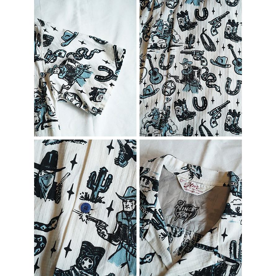スターオブハリウッド × ヴィンスレイ　STAR OF HOLLYWOOD × VINCE RAY　SH39706　S/S DOBBY COTTON OPEN SHIRT　[ THE WESTERNER ]　[ オープンシャツ ] | SUN SURF | 04