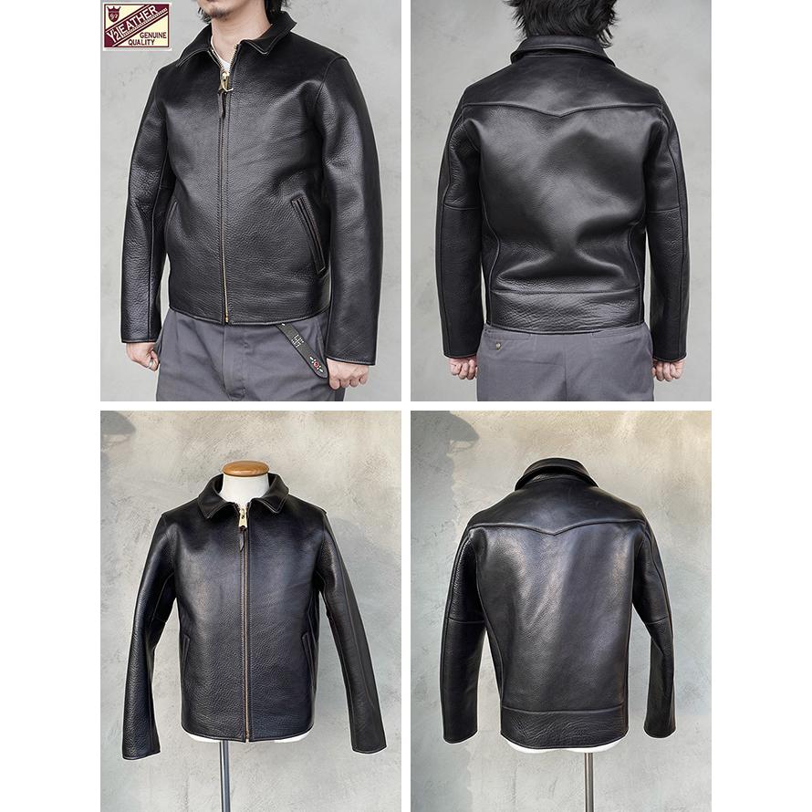 ワイツーレザー　Y'2 LEATHER　WSR-45　Oiled Rough Single Breasted Jacket　[ Black ( TEA-CORE ) ]　茶芯　牛革　革ジャン　アメカジ |  | 01
