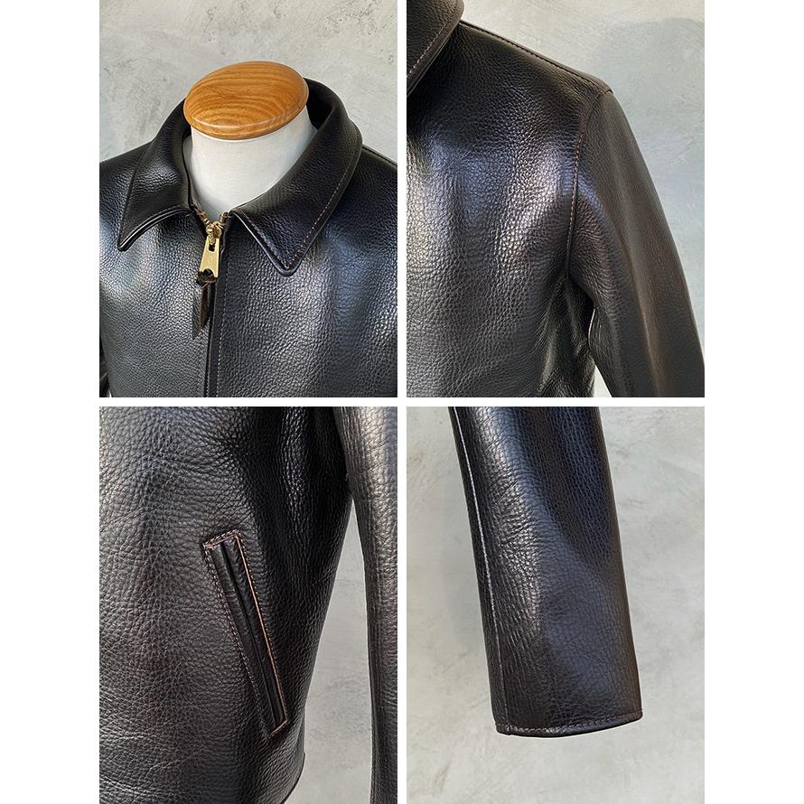ワイツーレザー　Y'2 LEATHER　WSR-45　Oiled Rough Single Breasted Jacket　[ Black ( TEA-CORE ) ]　茶芯　牛革　革ジャン　アメカジ |  | 02