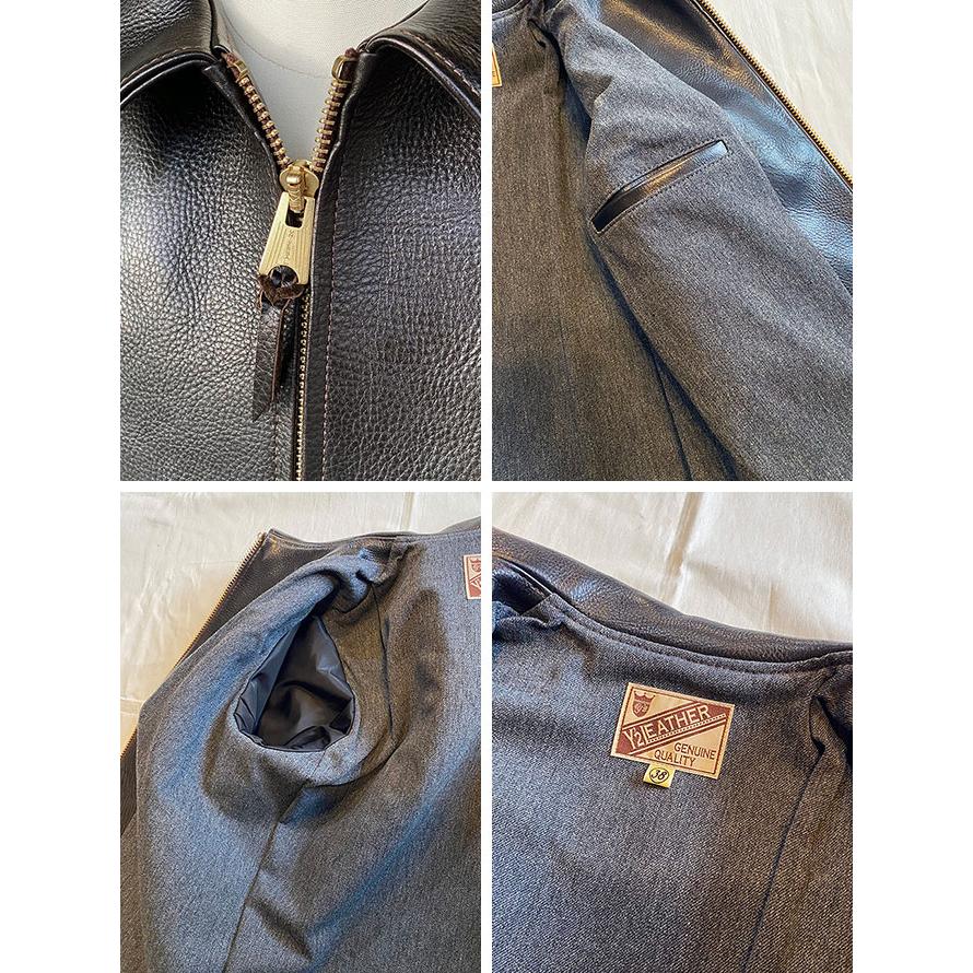 ワイツーレザー　Y'2 LEATHER　WSR-45　Oiled Rough Single Breasted Jacket　[ Black ( TEA-CORE ) ]　茶芯　牛革　革ジャン　アメカジ |  | 03