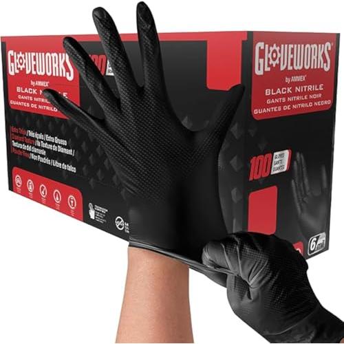 Gloveworks グローブワークス 厚手のニトリル手袋 黒 - ダイヤモンド