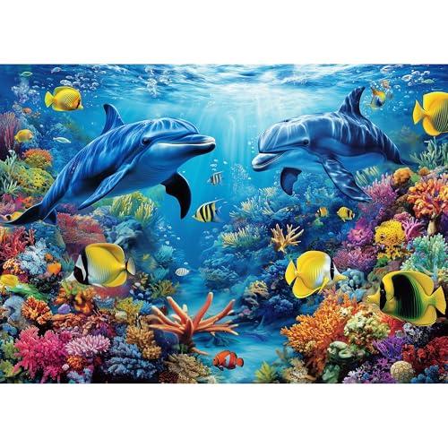 【完成版】デイビッド ミラー 絵画 イルカ 海 パズル 1000ピース デビッド MISITU ジグソーパズル 1000ピース パズル 風景 絵画 海 海洋 深海