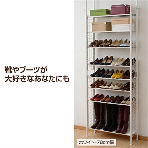 [山善]　フリーラック　(突っ張り)　スリム　壁面収納　本　幅78×奥行25×高さ209-282cm　棚板耐荷重10kg　棚板の高さが変えられる