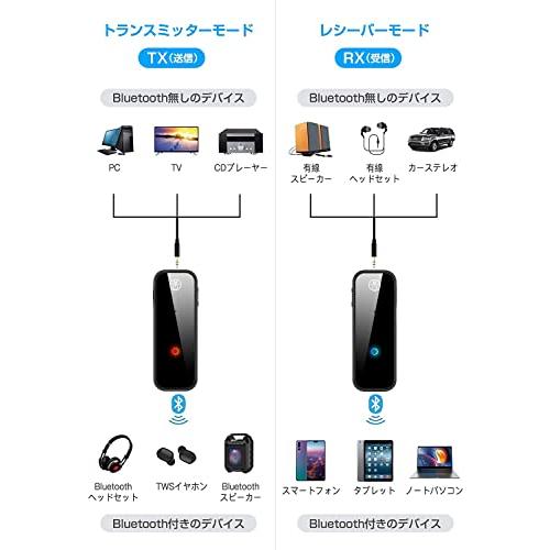 YaizK Bluetooth 5.0 トランスミッター & レシーバー ぶるーつーす 受信機+送信機 一台三役 ハンズフリー通話 家庭/テレビ｜luana-shop01｜02