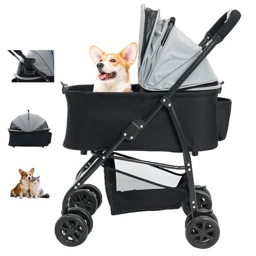 Fantoxcyペットカート、犬用ベビーカー、小型・中型犬に適し、猫にも