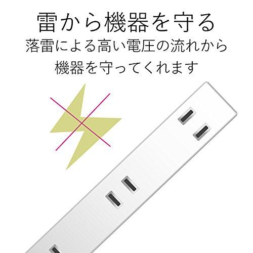 エレコム 電源タップ ACアダプタが5つ挿せる幅広コンセント 雷ガード付 6個口 1m ブラック T-NSLK-2610BK｜luana-shop01｜08