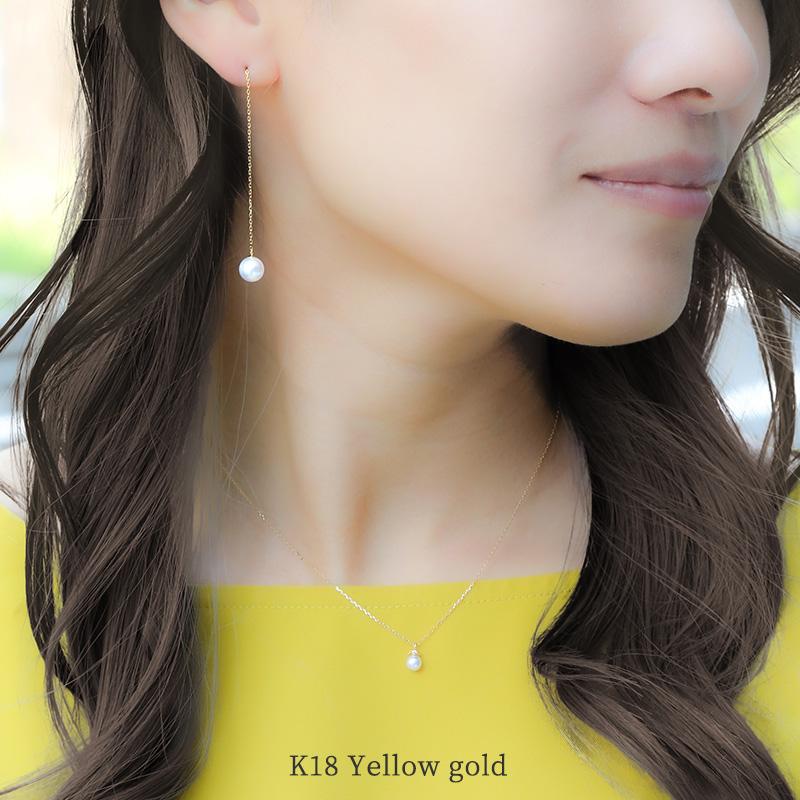 パール ネックレス 一粒 k18 パールネックレス カジュアル 18金 18k