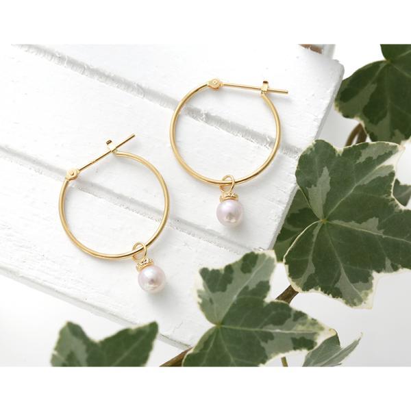 パール ピアス フープ 18k 揺れる パールピアス 18金 k18 フープピアス