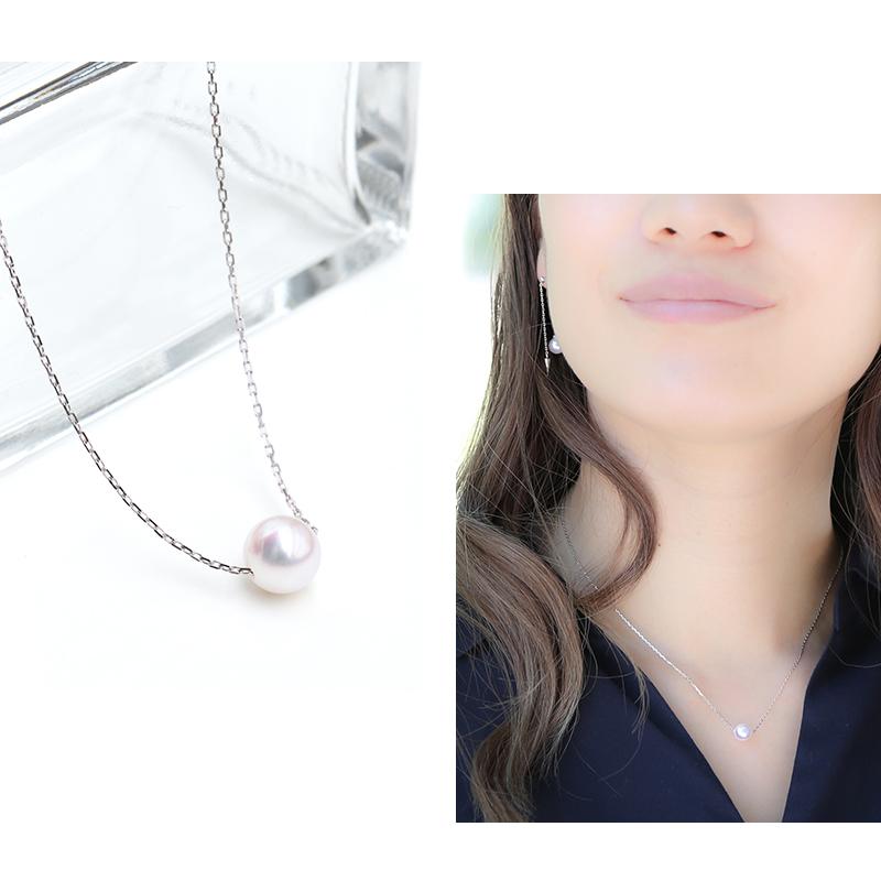 18金あこや真珠ひと粒パールネックレス 18Ｋ造幣局刻印 18金 ネックレス レディース 一粒 パール アコヤ真珠 K18 ダイヤモンド