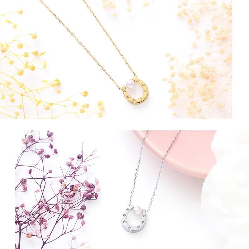 パール ネックレス 一粒 k18 馬蹄 ホースシュー ゴールド レディース 女性 カジュアル 18金 18k シンプル アジャスター 入学式 ギフト チェーン 華奢 卒業式の画像