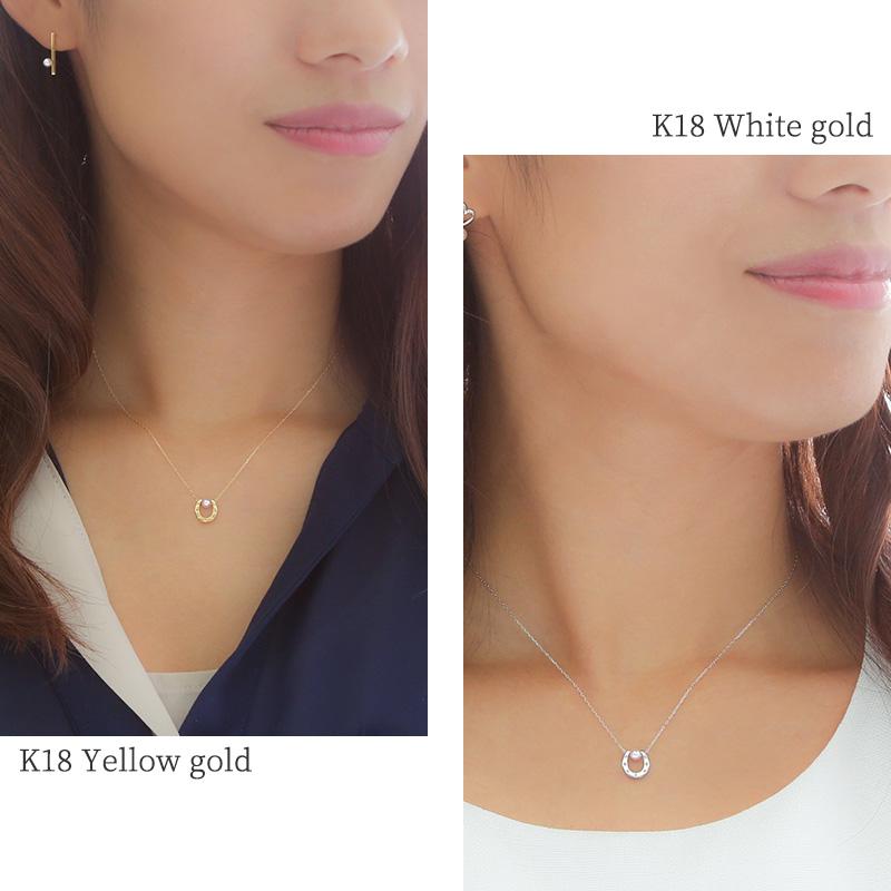 パール ネックレス 一粒 k18 馬蹄 ホースシュー ゴールド レディース 女性 カジュアル 18金 18k シンプル アジャスター 入学式 ギフト チェーン 華奢 卒業式の画像