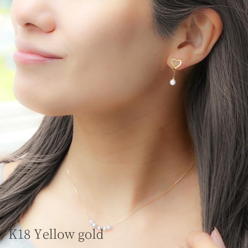 パール イヤリング 揺れる ハート ロング 18k パールイヤリング 18金 k18 落ちない 痛くない 結婚式 小ぶり おしゃれ ギフト レディース シンプル カジュアルの画像