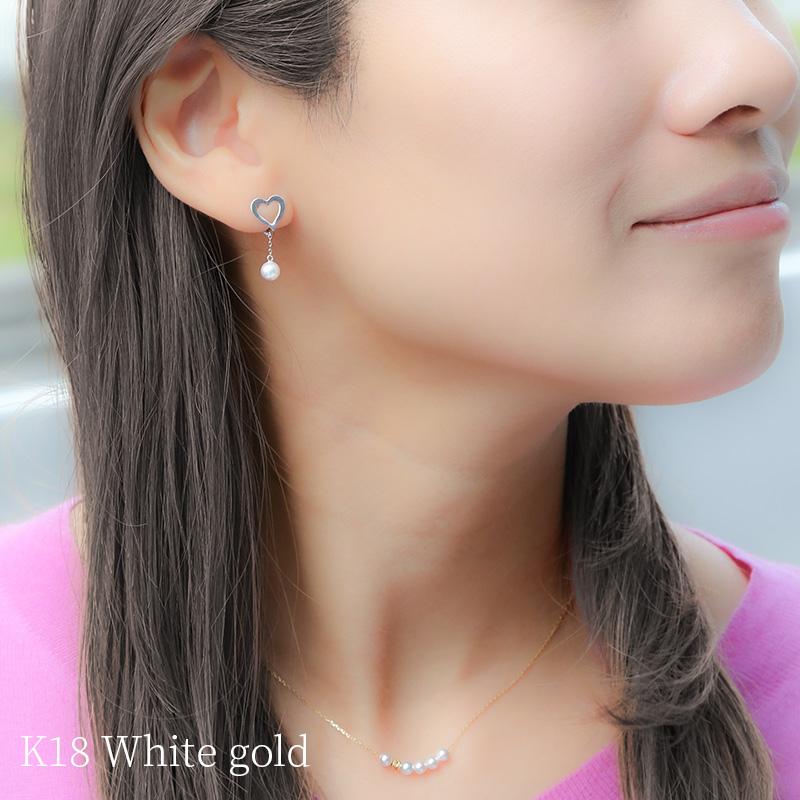 パール イヤリング 揺れる ハート ロング 18k パールイヤリング 18金 k18 落ちない 痛くない 結婚式 小ぶり おしゃれ ギフト レディース シンプル カジュアルの画像