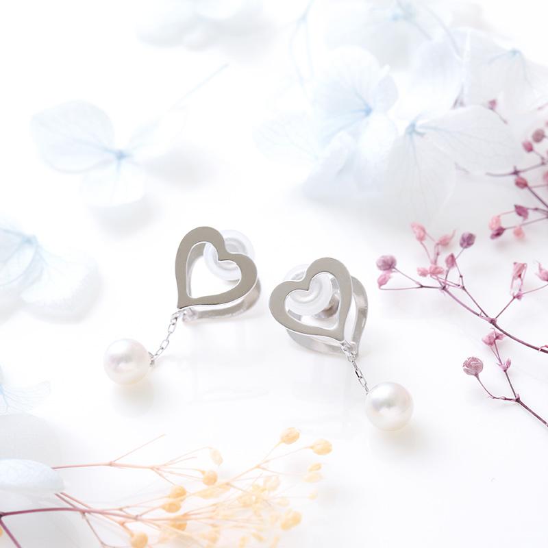 パール イヤリング 揺れる ハート ロング 18k パールイヤリング 18金 k18 落ちない 痛くない 結婚式 小ぶり おしゃれ ギフト レディース シンプル カジュアルの画像