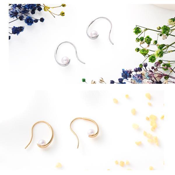 パール ピアス フック 18k  パールピアス 18金 k18 ゴールド アメリカンピアス フックピアス 一粒 結婚式 あこや真珠 シンプル カジュアル  ギフトの画像